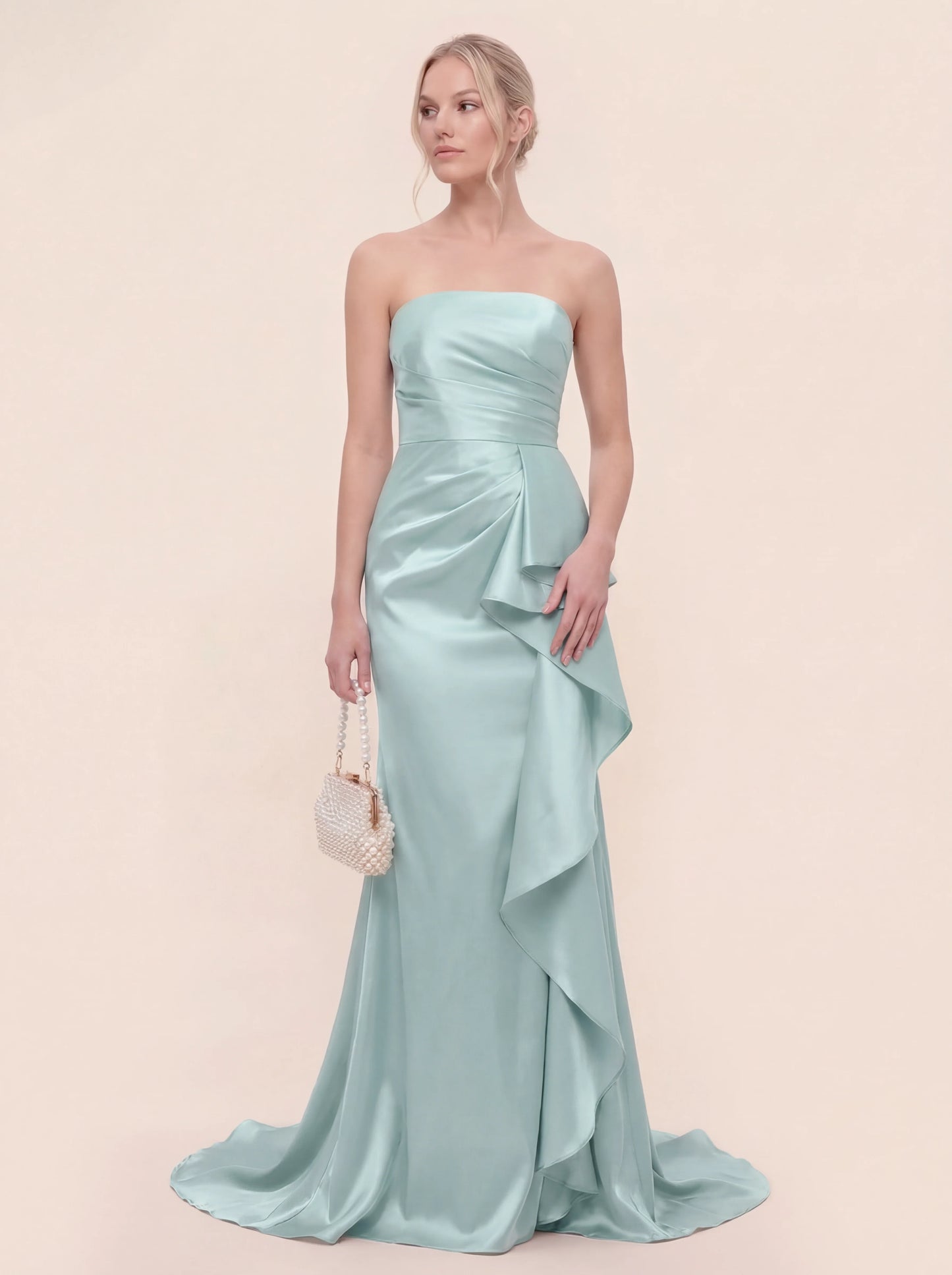 Cascading Asymmetric Ruffles Mermaid Gown