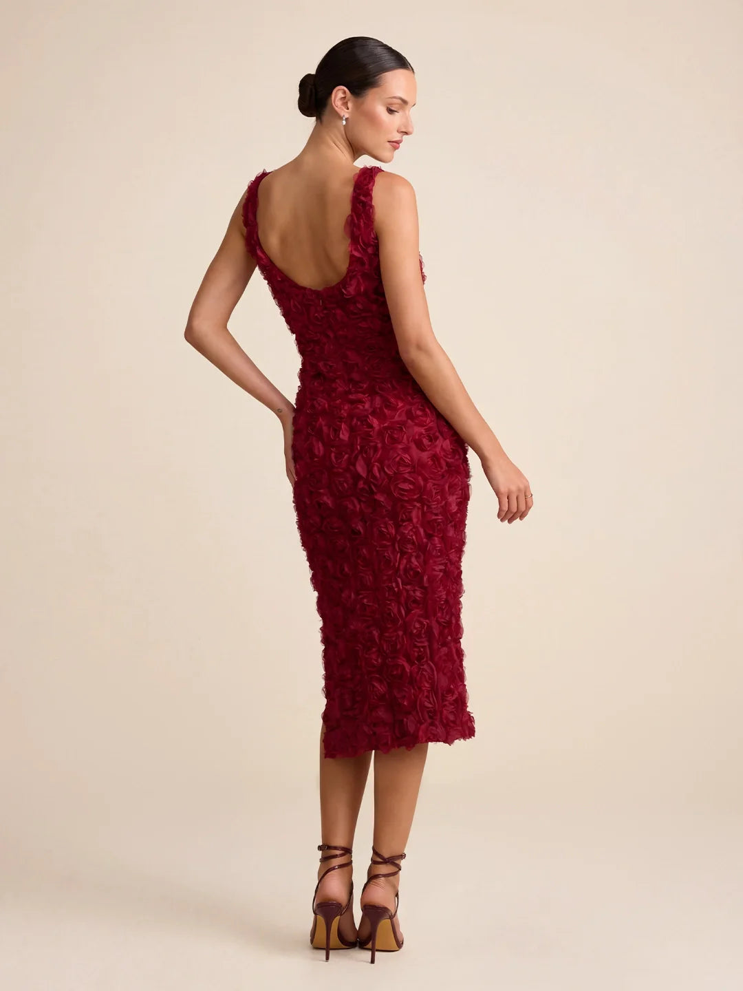 Rosette Sleeveless Midi Dress