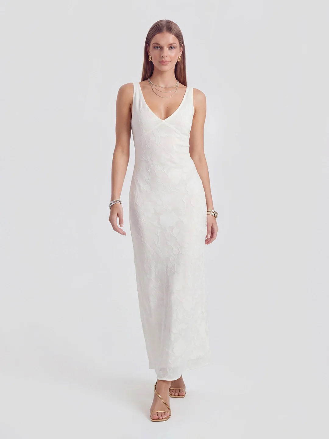 Backless Jacquard Maxi Dress