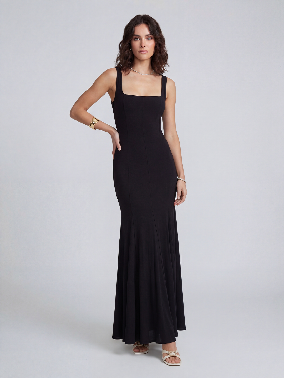 Double-Layered Soft-Touch Maxi Dress