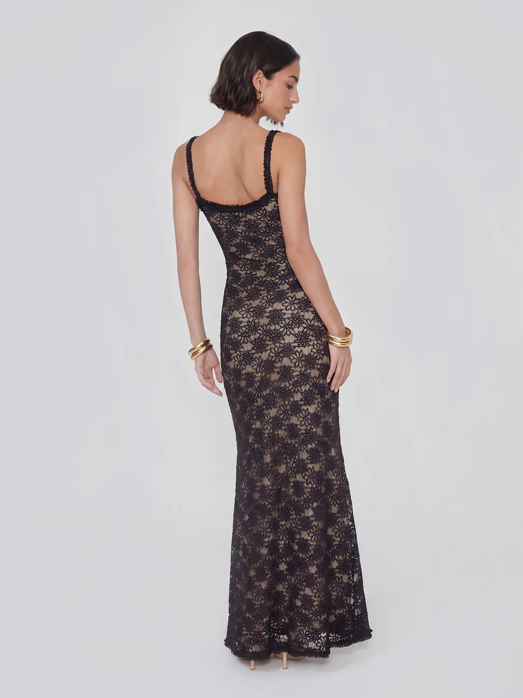 Floral Lace Bustier Maxi Dress