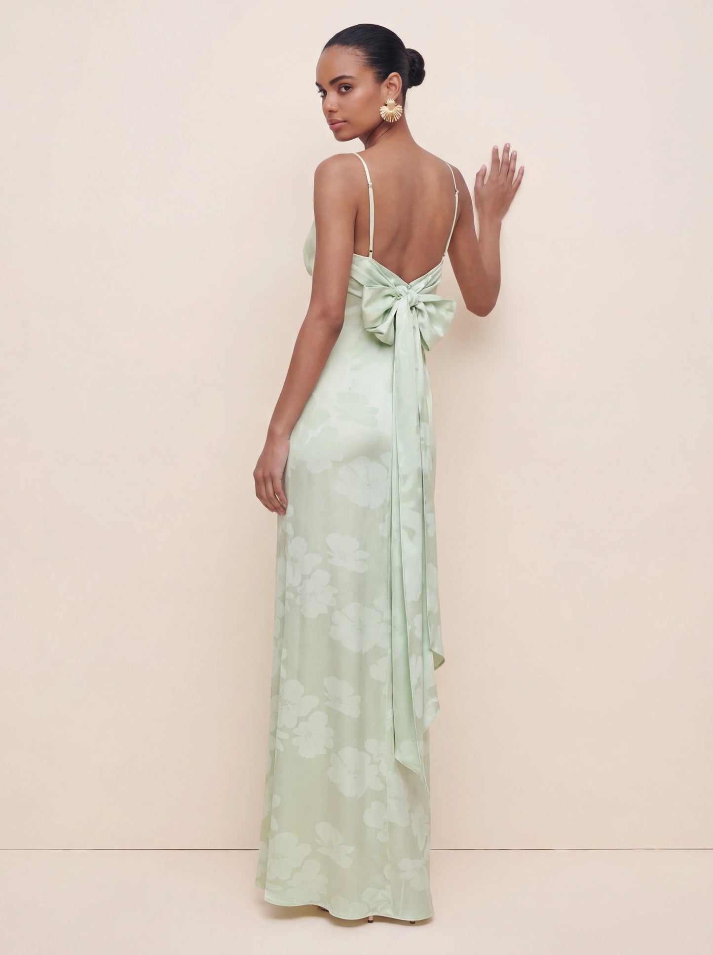 Satin Plunge-Neck Maxi Dress With Asymmetric Drop-Waist