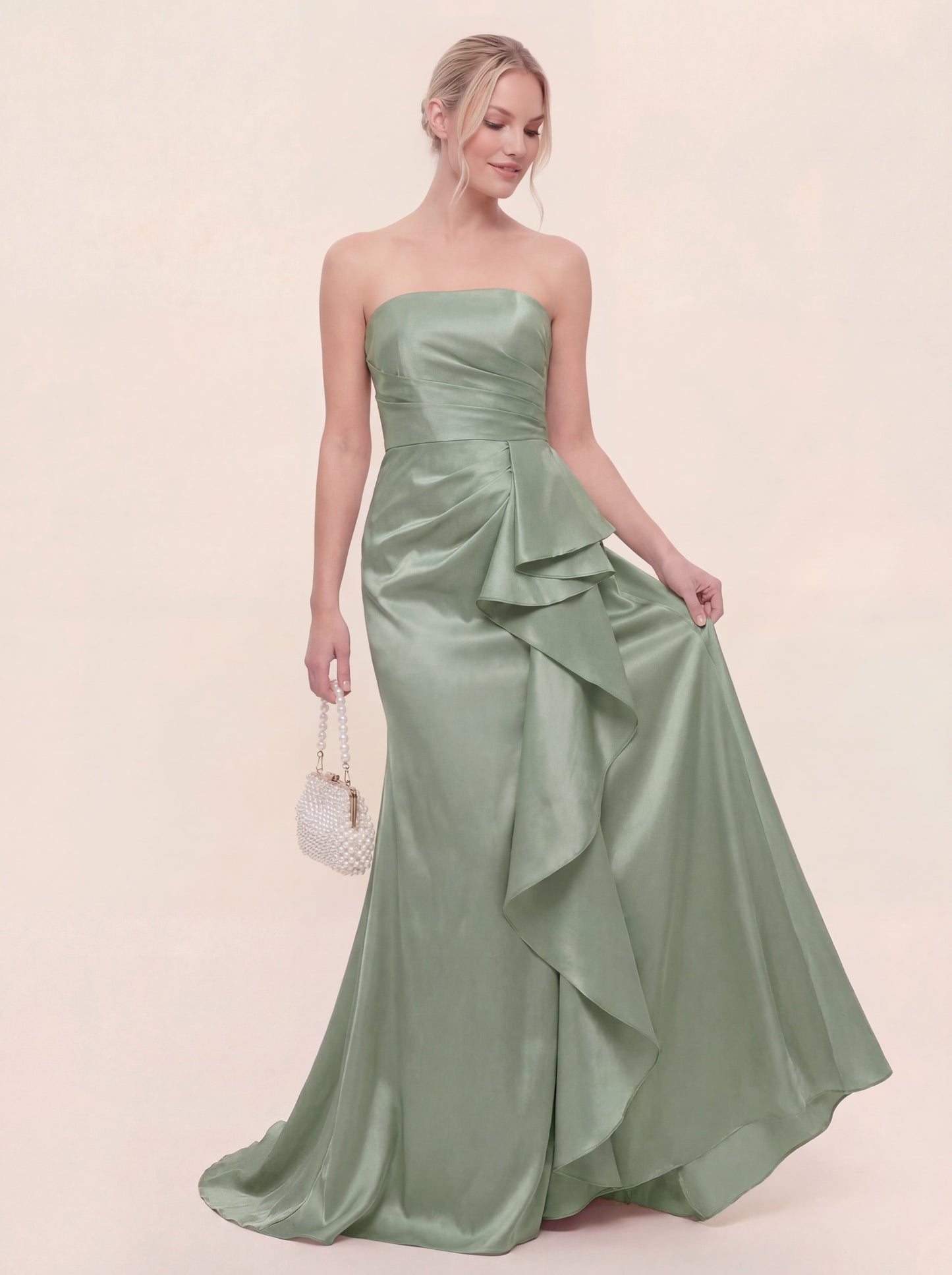 Cascading Asymmetric Ruffles Mermaid Gown