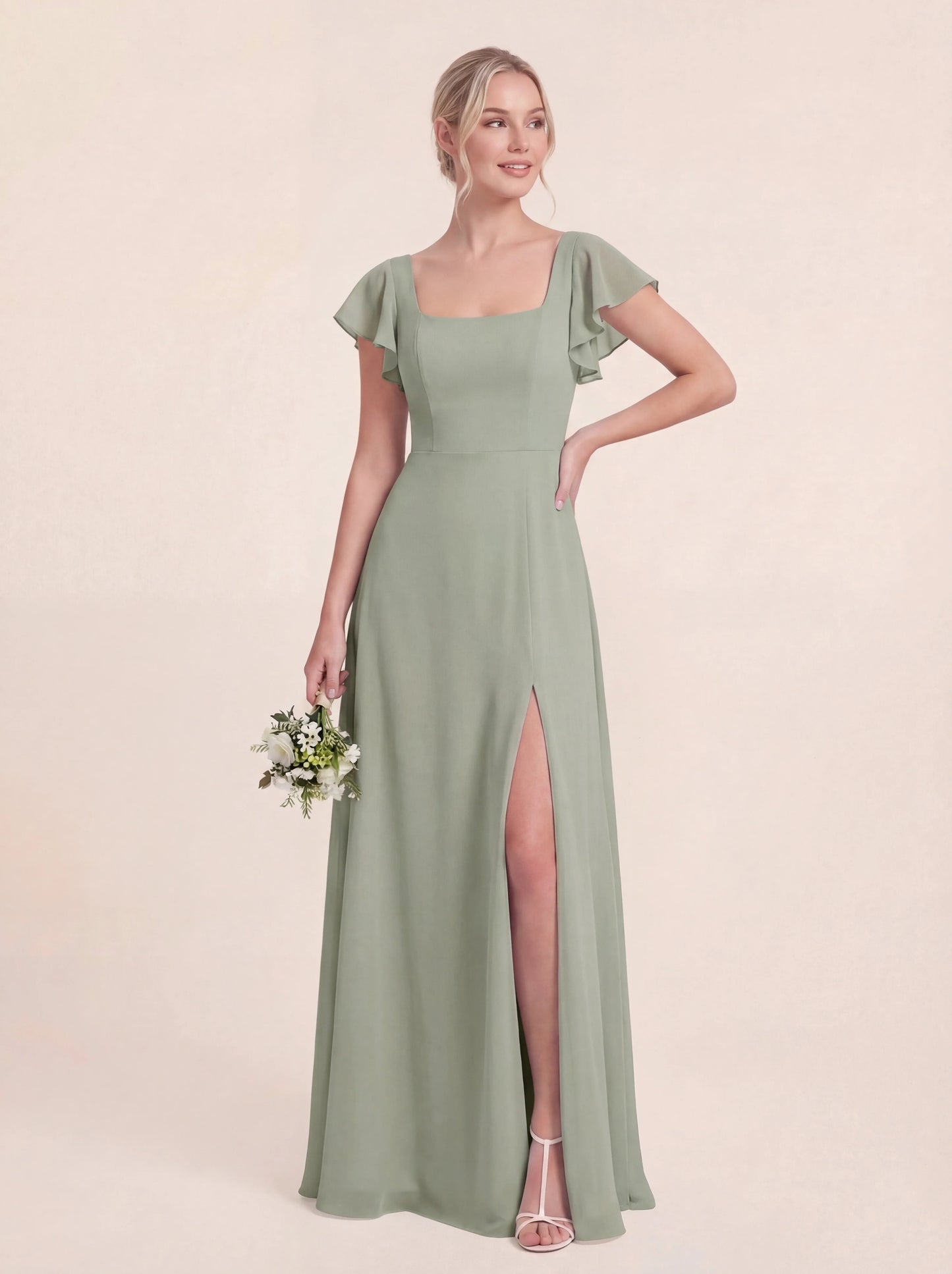 Delicate Halter Tie-back A-Line Ruffled Chiffon Dress