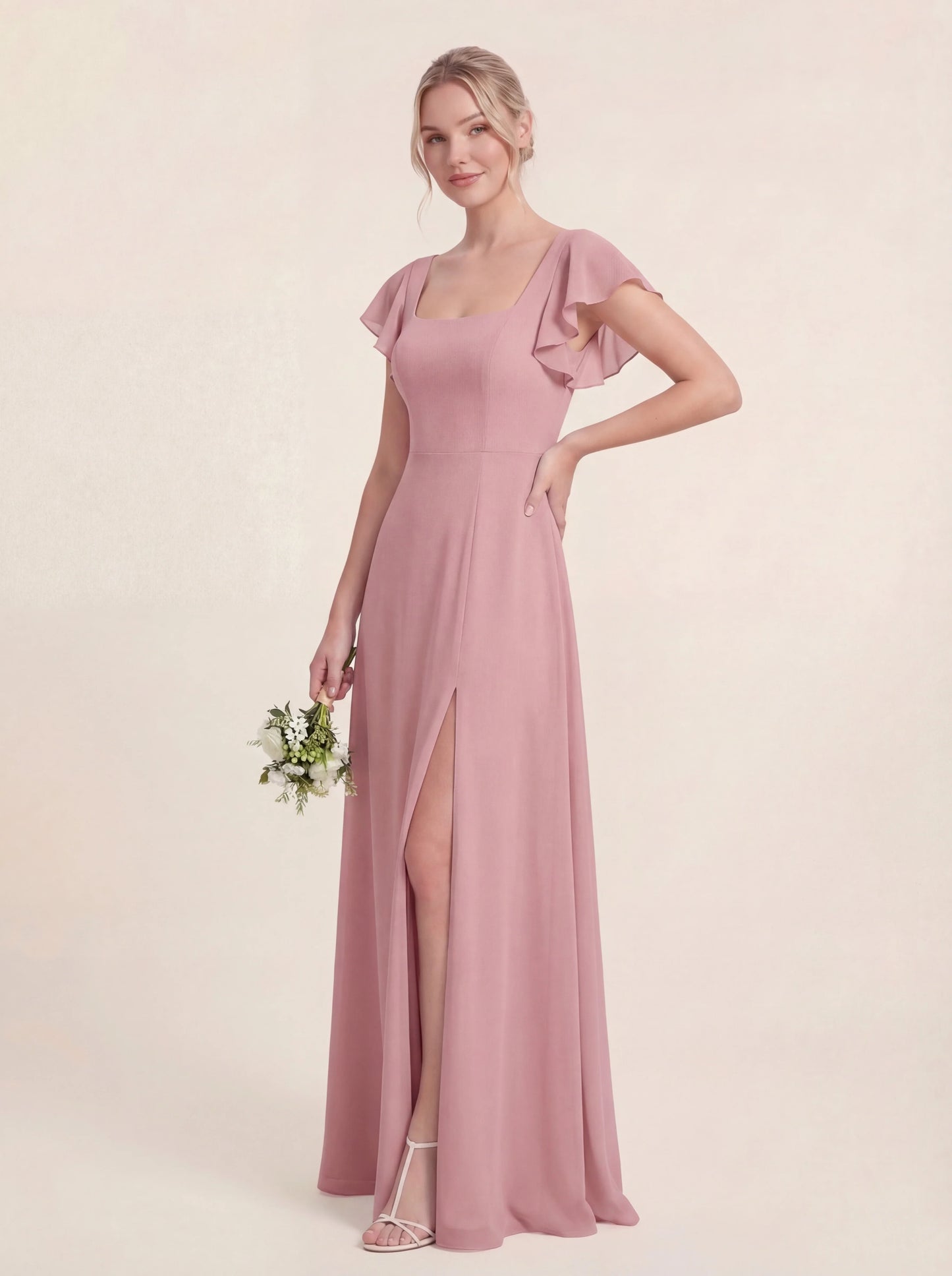 Delicate Halter Tie-back A-Line Ruffled Chiffon Dress