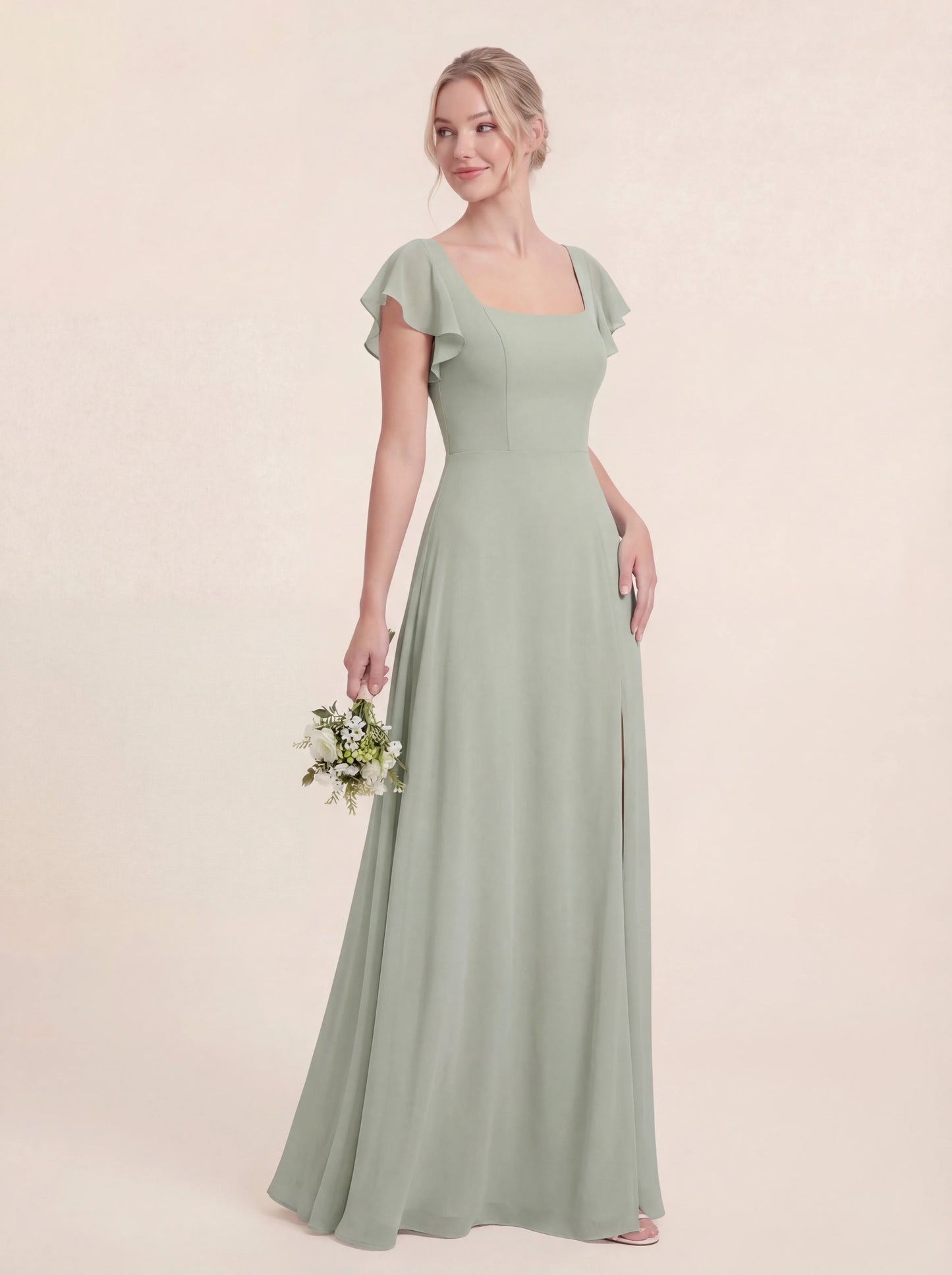 Delicate Halter Tie-back A-Line Ruffled Chiffon Dress