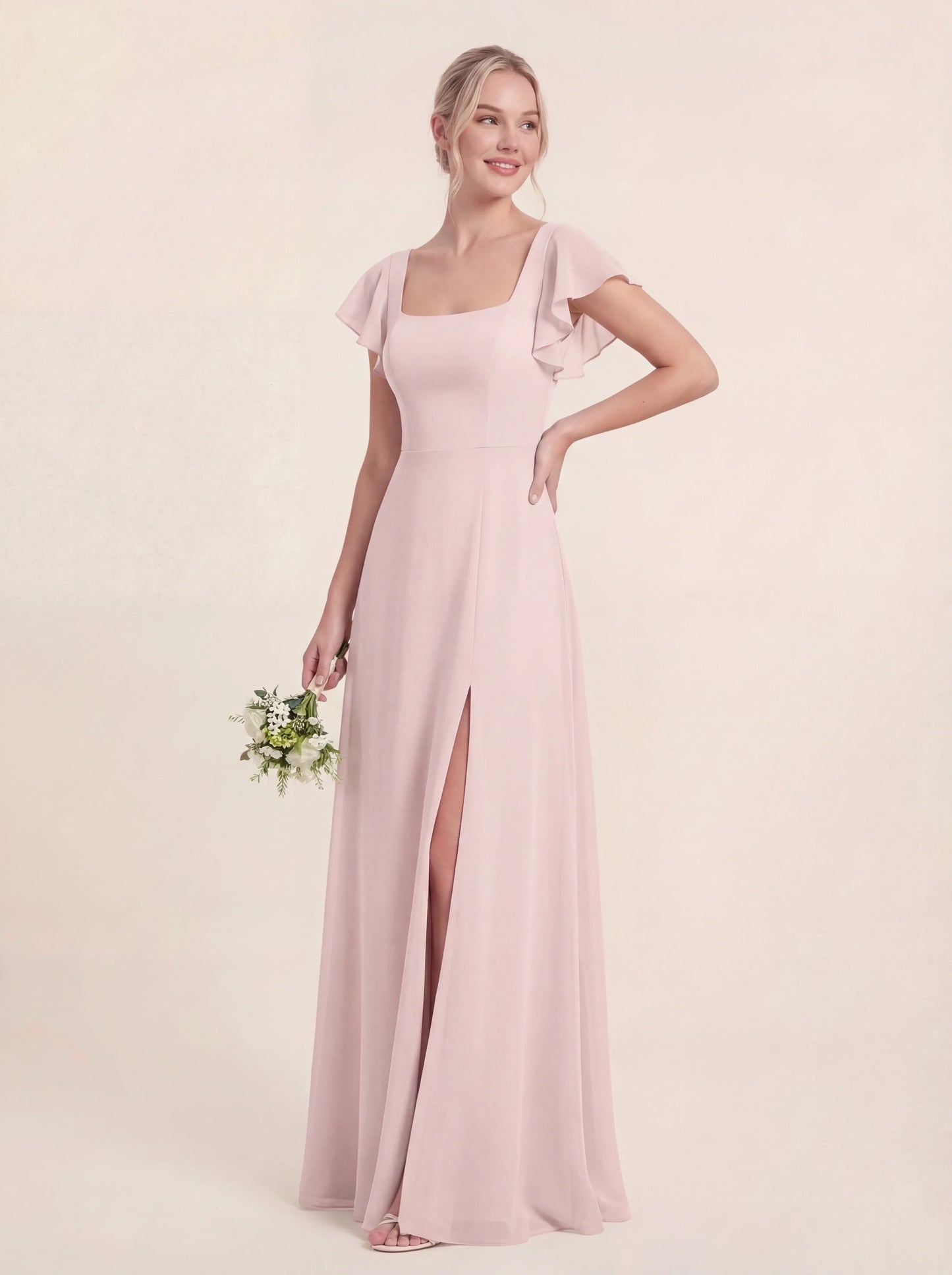 Delicate Halter Tie-back A-Line Ruffled Chiffon Dress