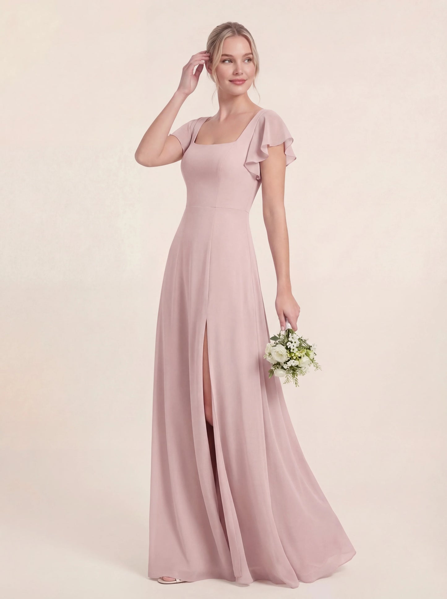 Delicate Halter Tie-back A-Line Ruffled Chiffon Dress
