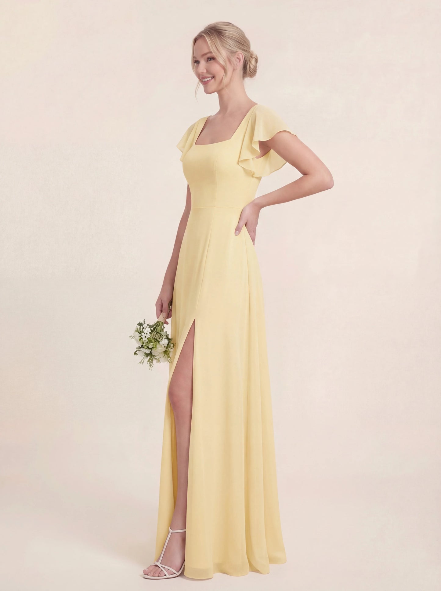 Delicate Halter Tie-back A-Line Ruffled Chiffon Dress
