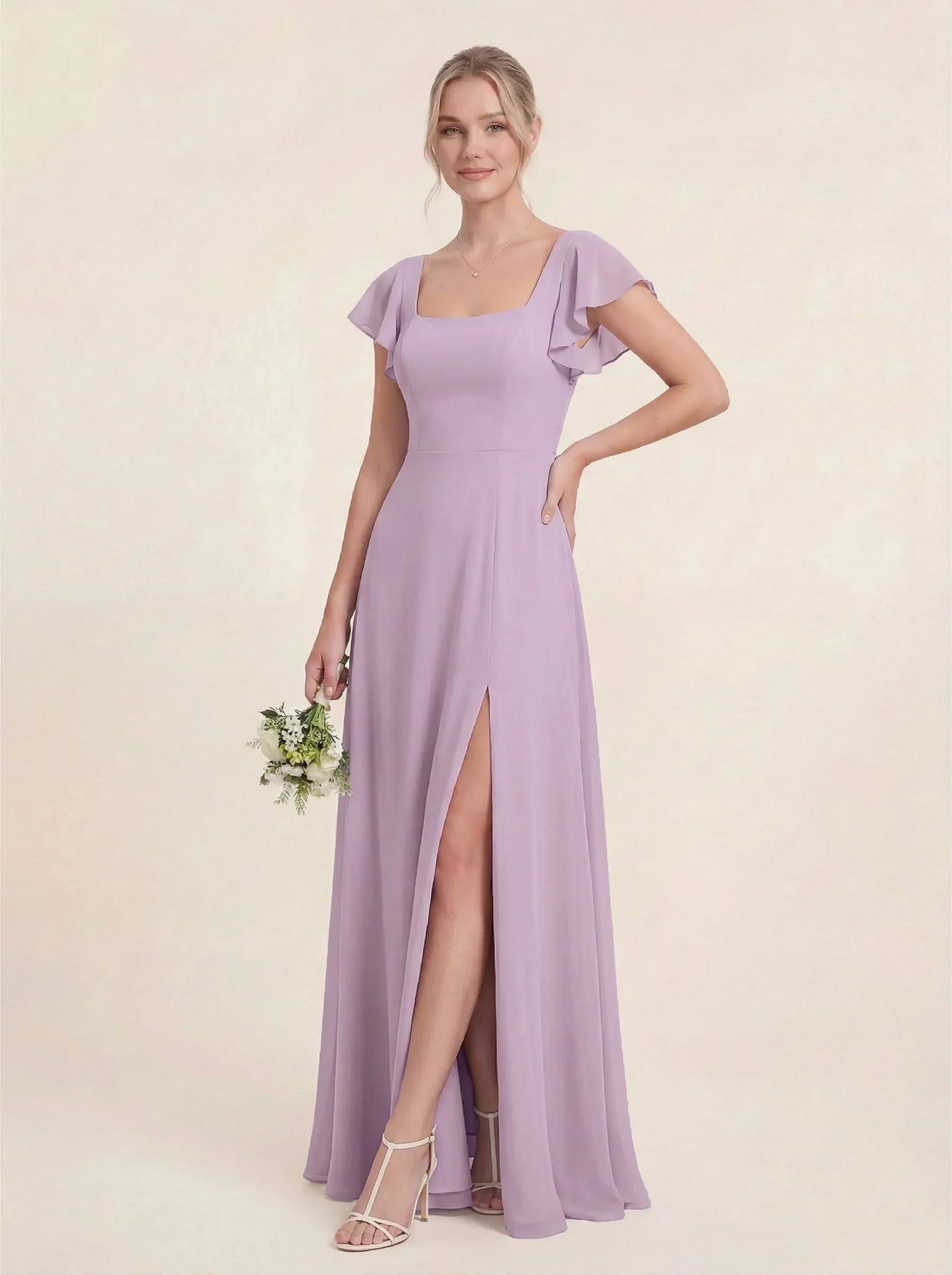 Delicate Halter Tie-back A-Line Ruffled Chiffon Dress
