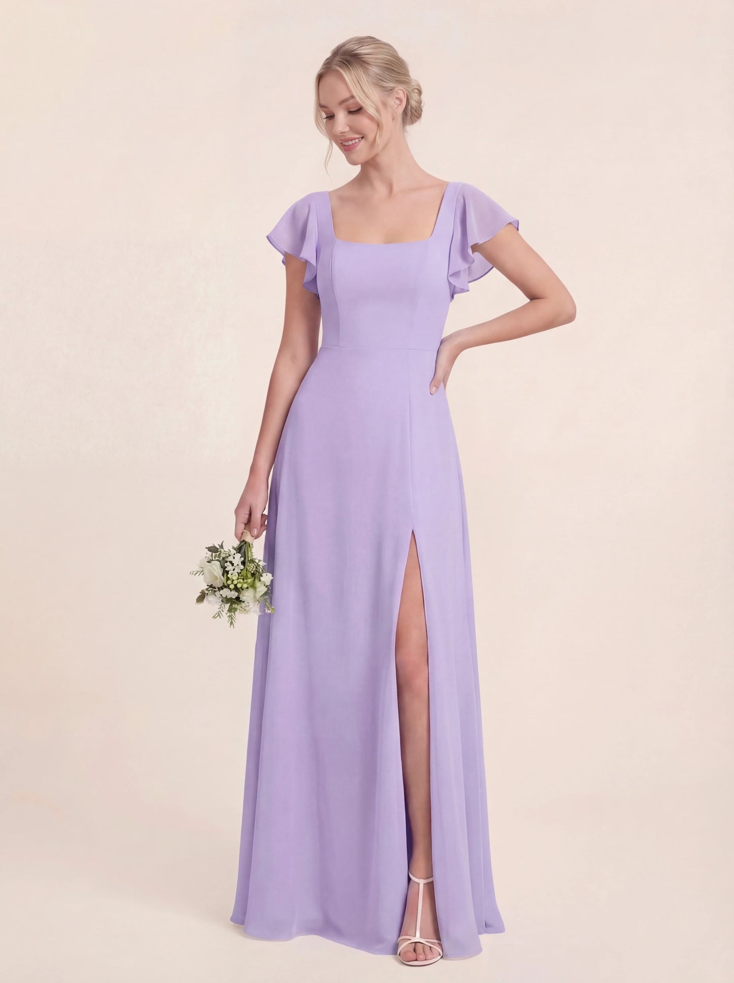 Delicate Halter Tie-back A-Line Ruffled Chiffon Dress