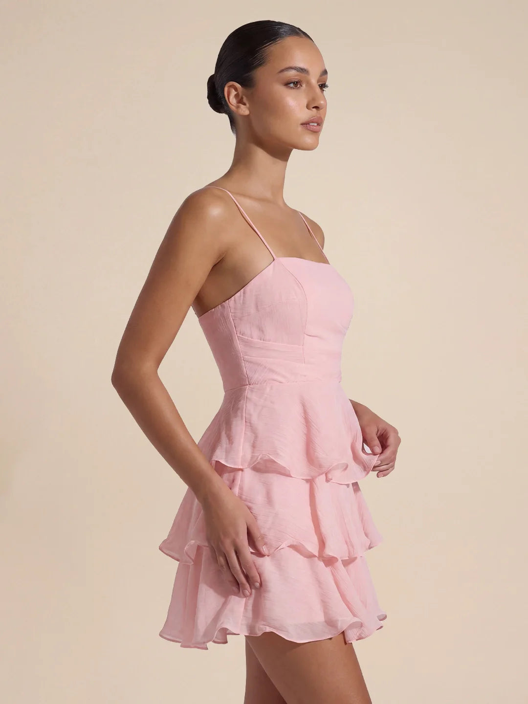 Layered ruffle mini dress