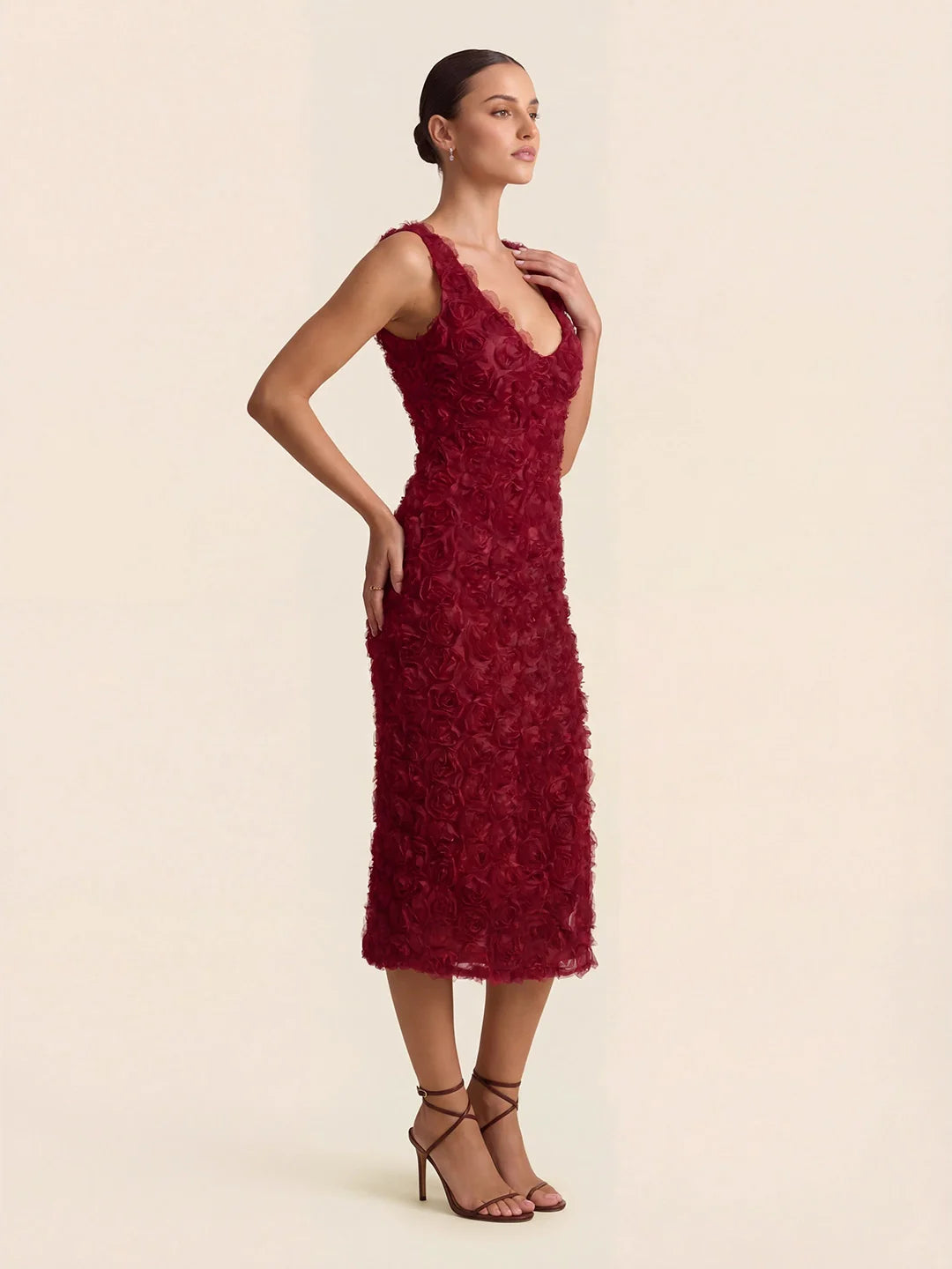 Rosette Sleeveless Midi Dress