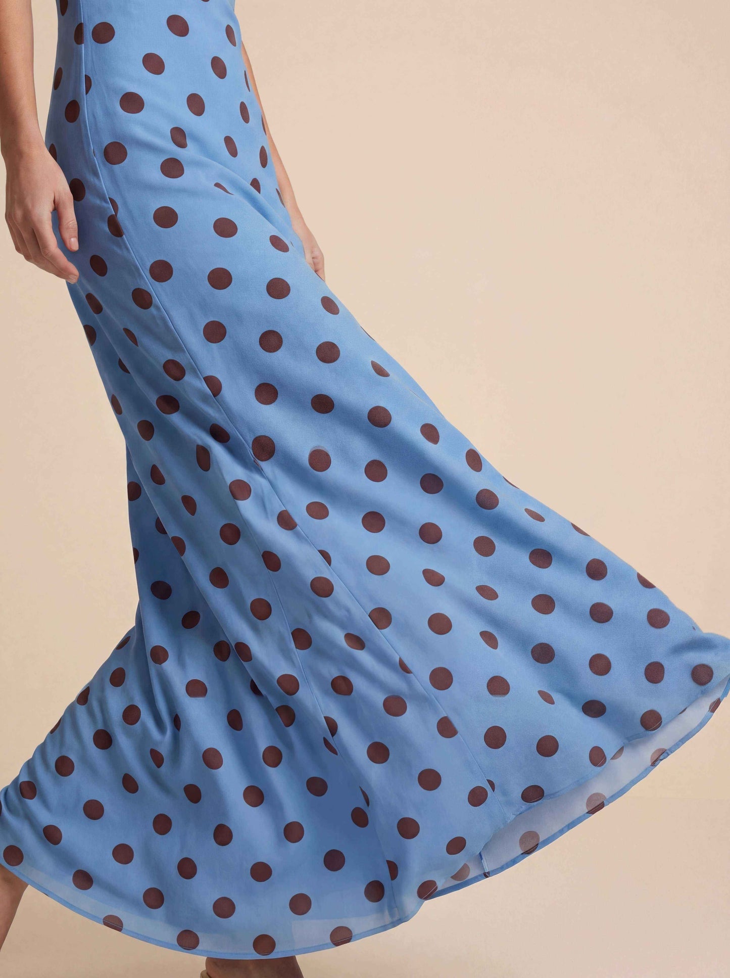 Strapless chiffon polka dot dress