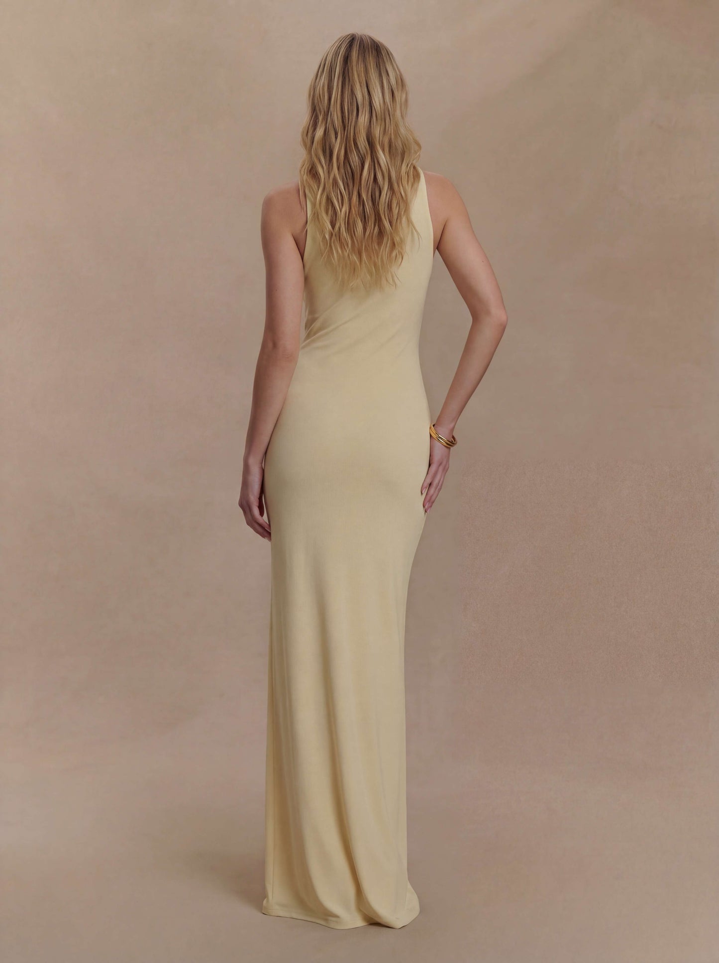 Deep V halter neck maxi dress
