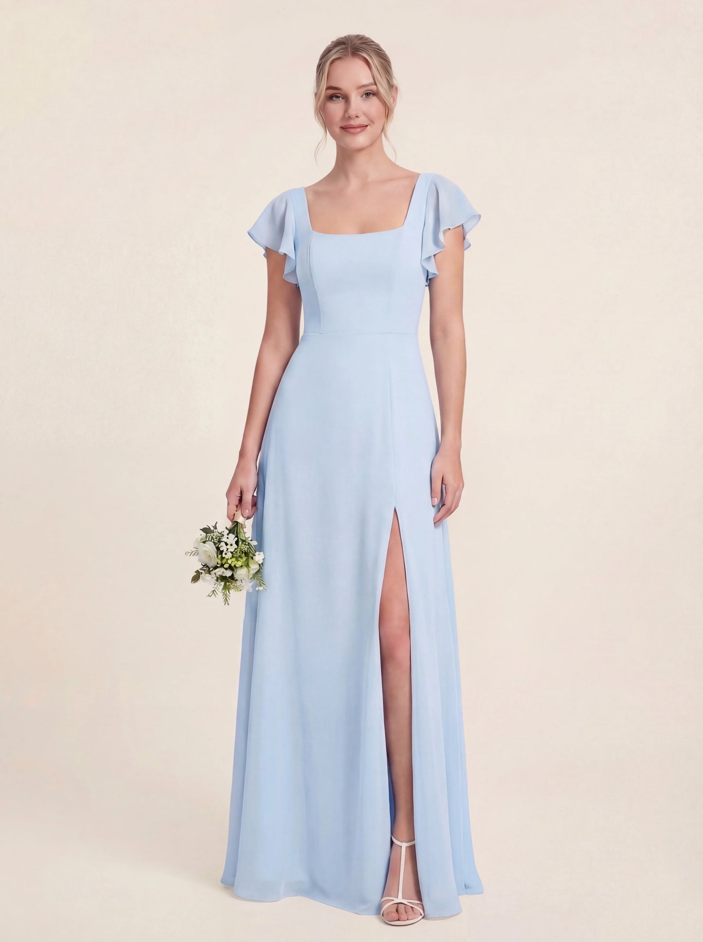 Delicate Halter Tie-back A-Line Ruffled Chiffon Dress