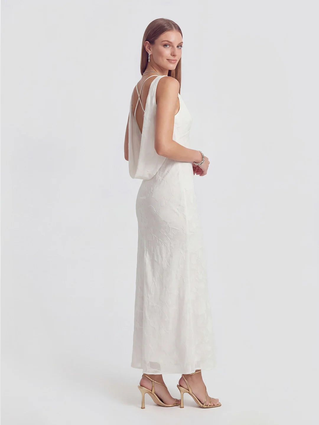 Backless Jacquard Maxi Dress