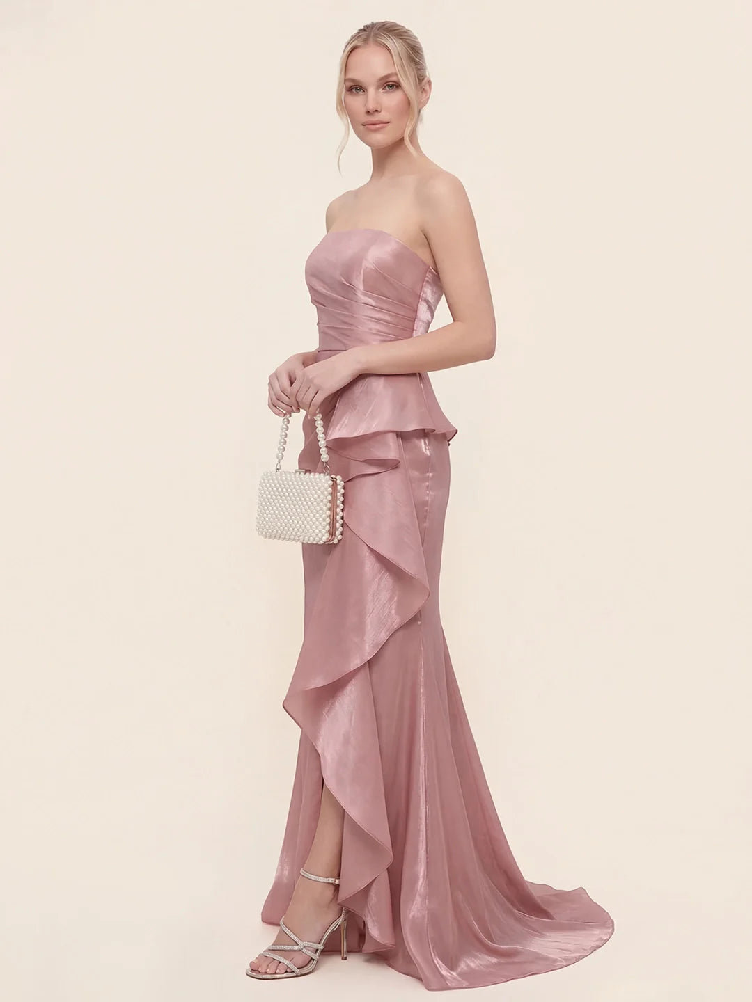 Cascading Asymmetric Ruffles Mermaid Gown