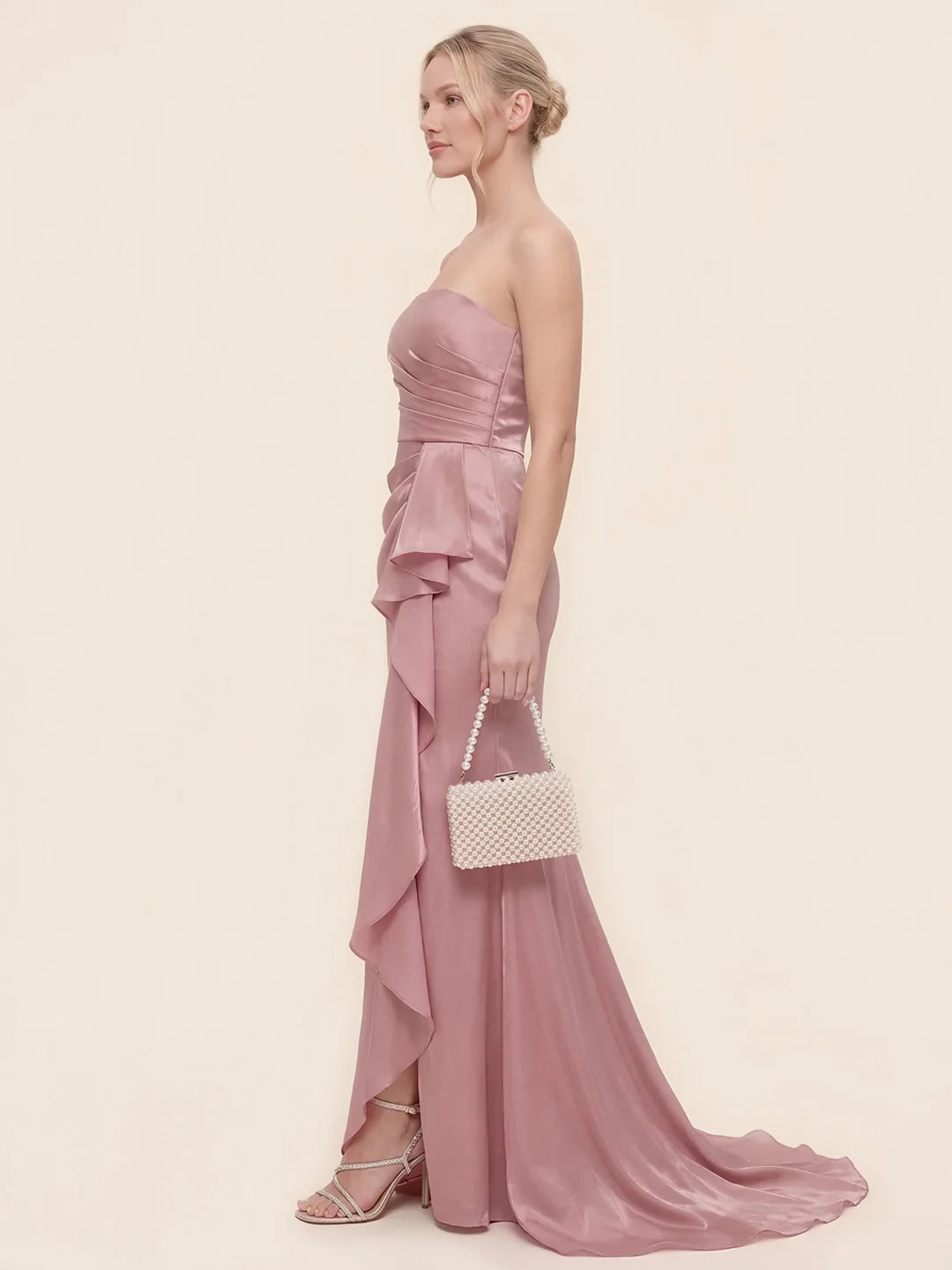 Cascading Asymmetric Ruffles Mermaid Gown