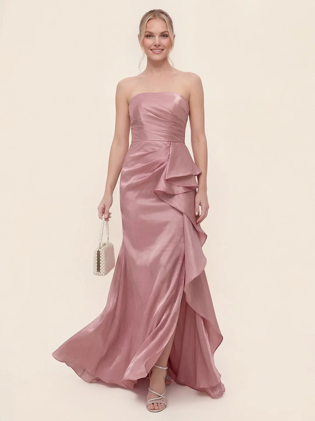 Cascading Asymmetric Ruffles Mermaid Gown