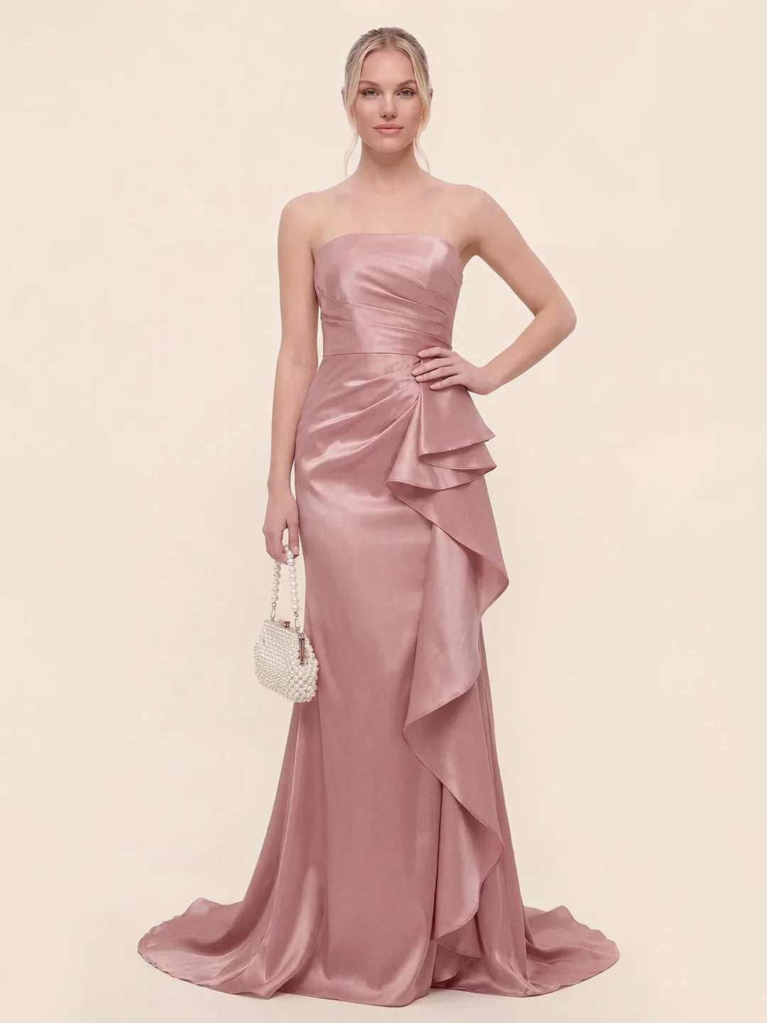 Cascading Asymmetric Ruffles Mermaid Gown