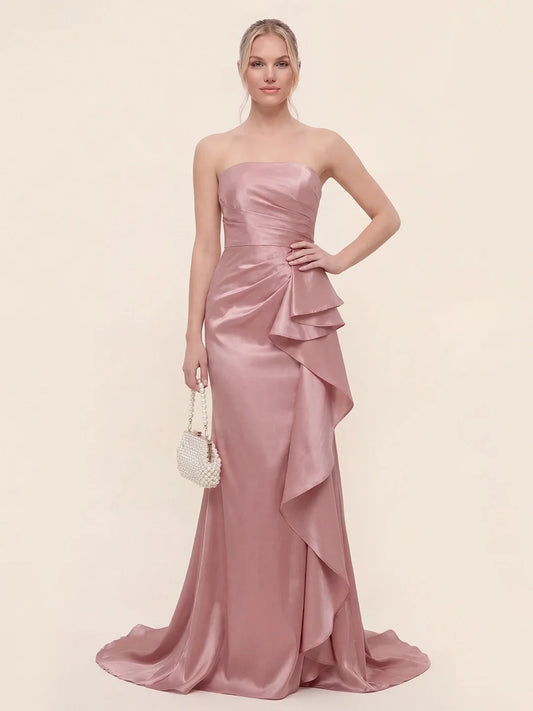 Cascading Asymmetric Ruffles Mermaid Gown