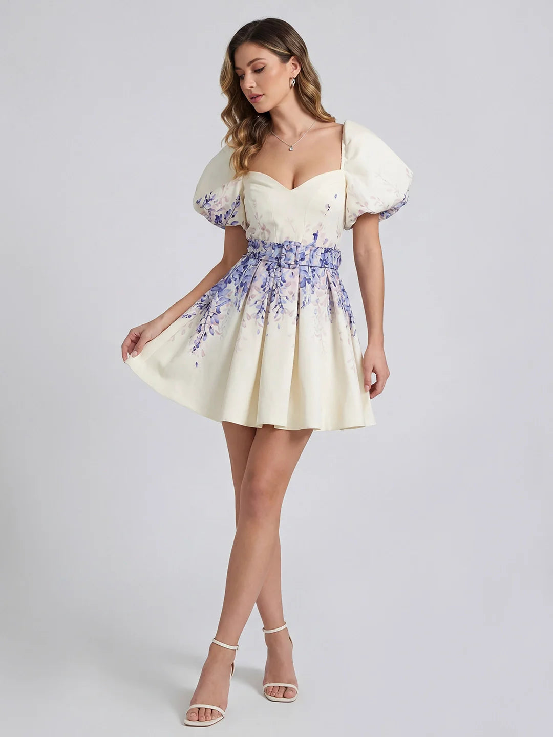 Chic A-Line Print Belted Mini Dress