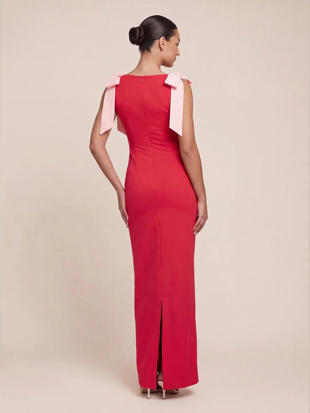 Contrast Bow Detail Woven Maxi Dress