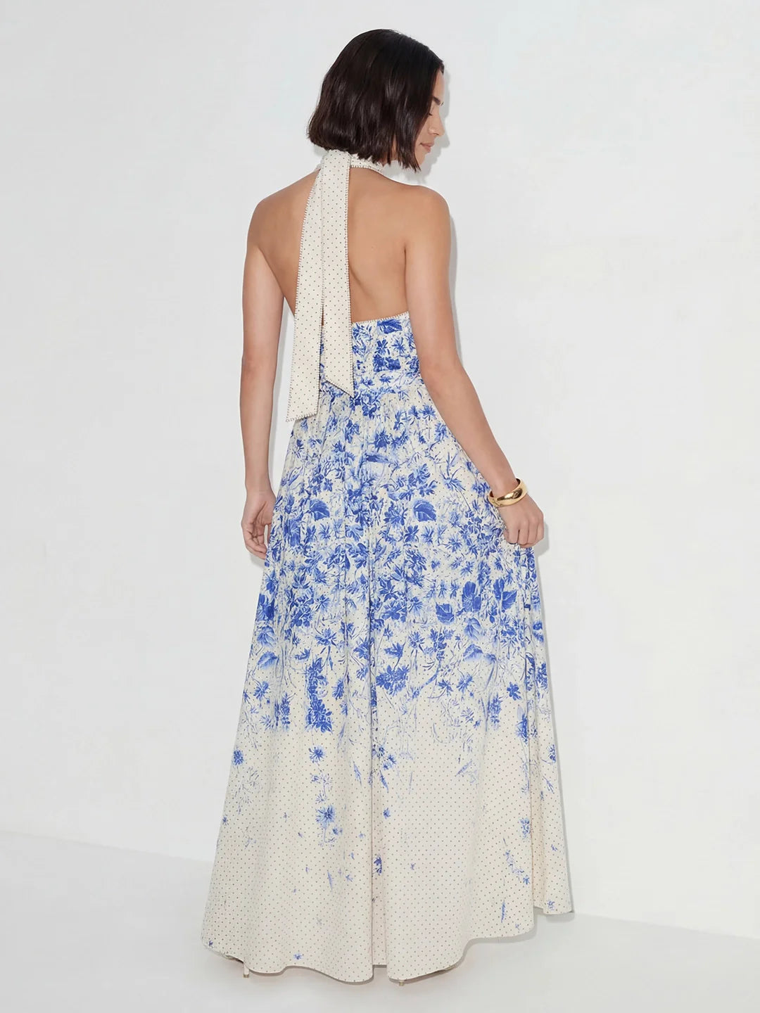 Cotton Floral-Print Belted Maxi Dress