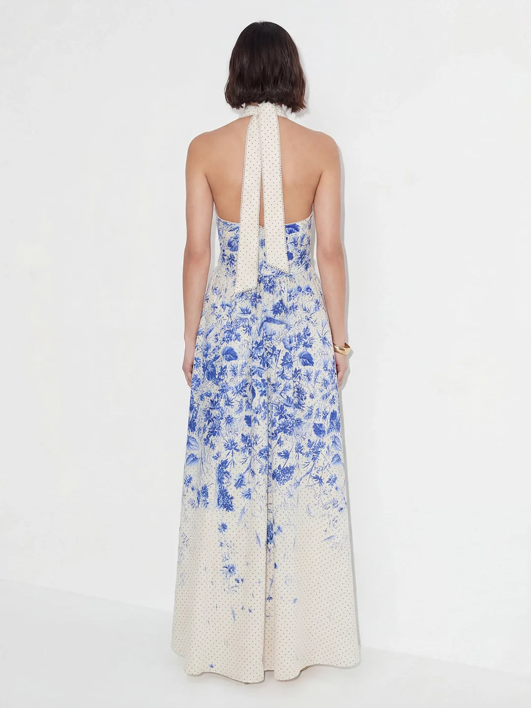 Cotton Floral-Print Belted Maxi Dress