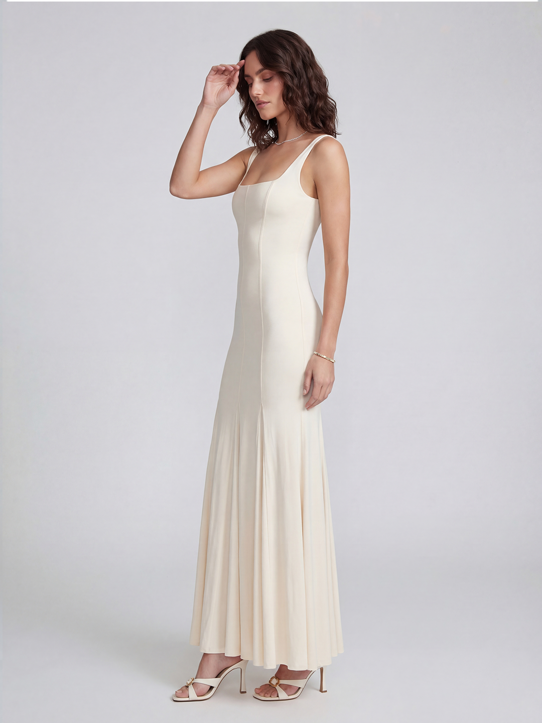Double-Layered Soft-Touch Maxi Dress