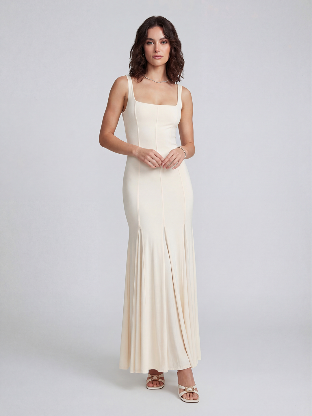 Double-Layered Soft-Touch Maxi Dress