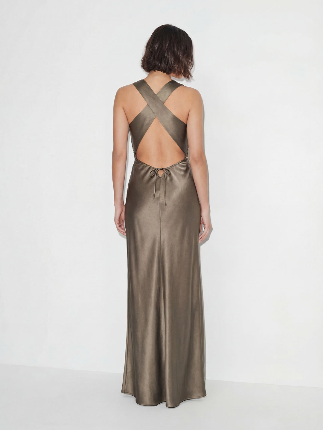 Elegant Cowl Neck Satin Gown