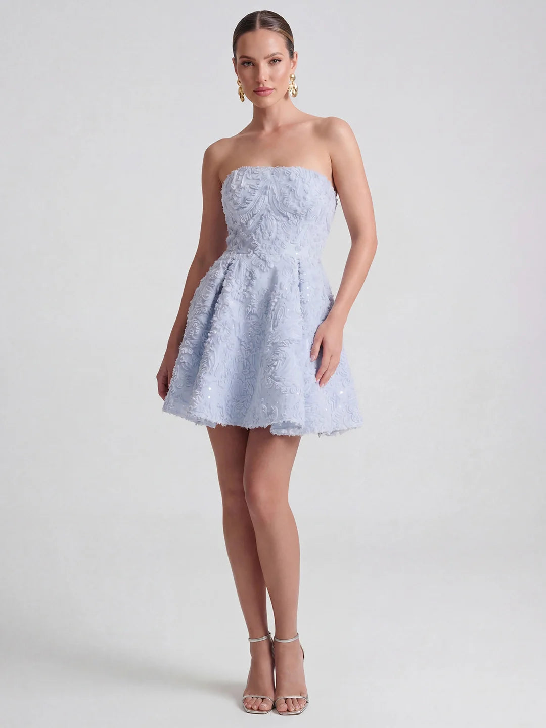 Exquisite Mesh & Sequin Bandeau Mini Dress