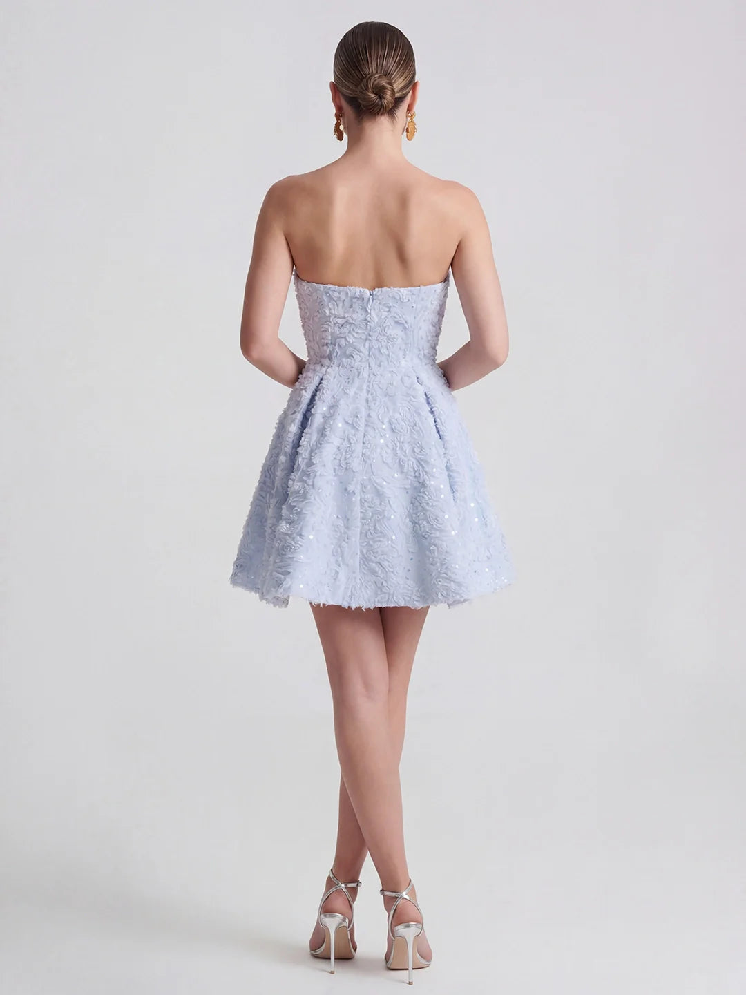 Exquisite Mesh & Sequin Bandeau Mini Dress