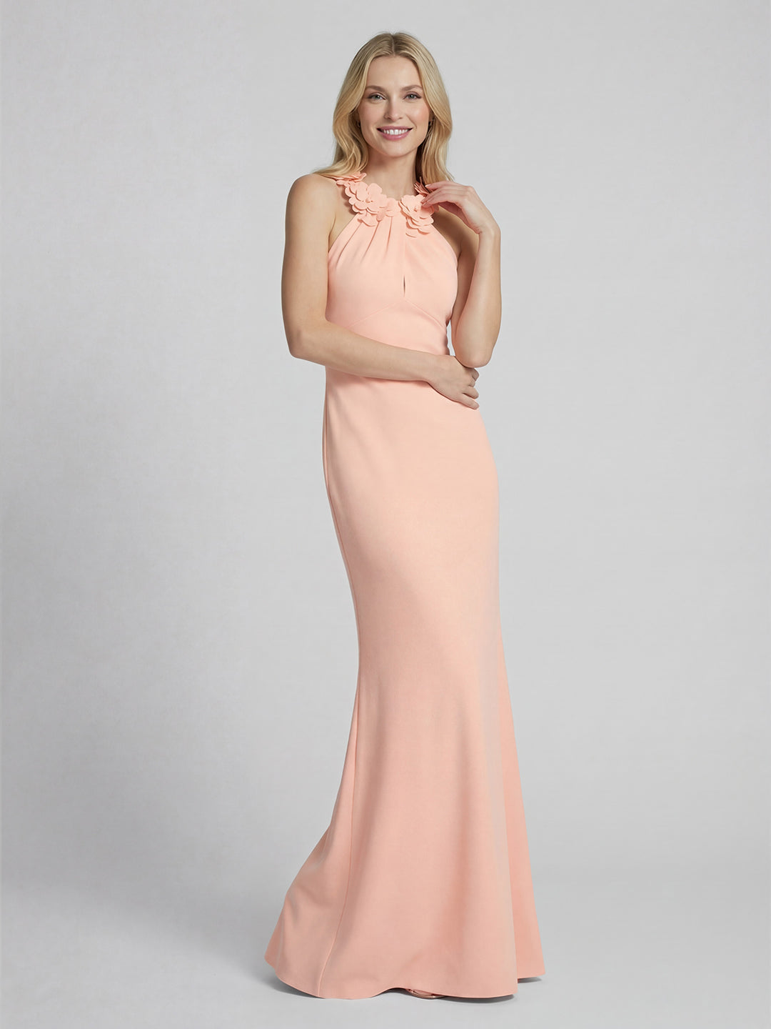 Floral Embellished Halter Mermaid Maxi Gown
