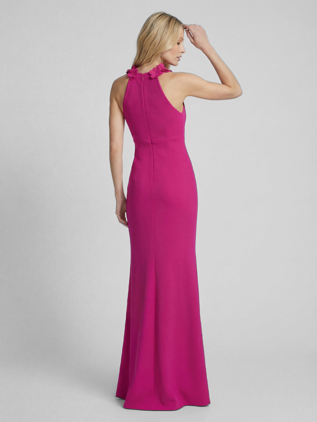 Floral Embellished Halter Mermaid Maxi Gown