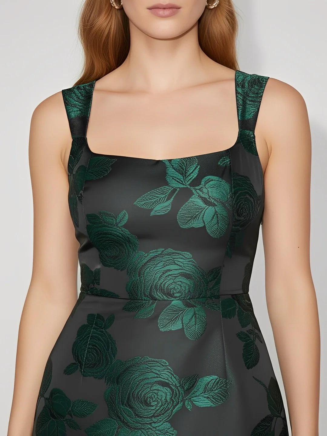 Floral Satin Jacquard Mini Dress