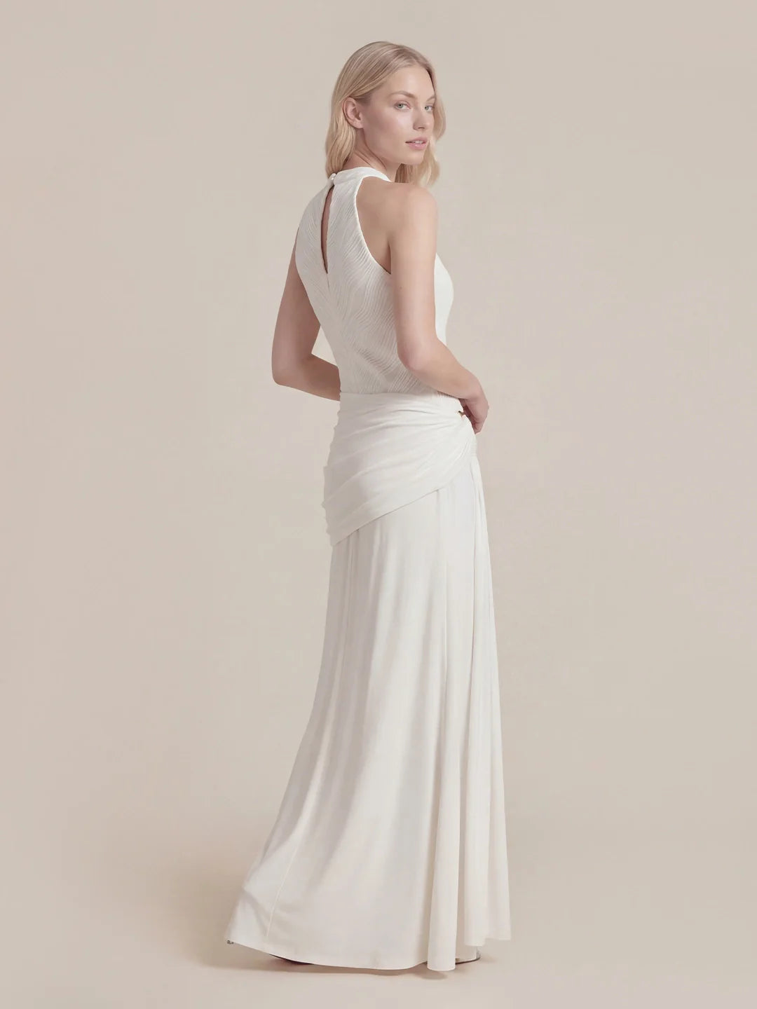 Halter Draped A Line Maxi Dress