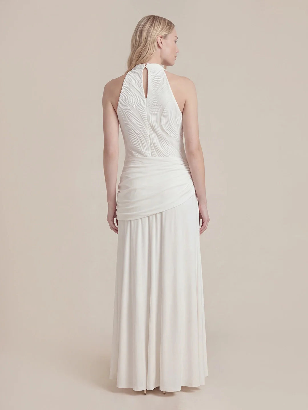 Halter Draped A Line Maxi Dress