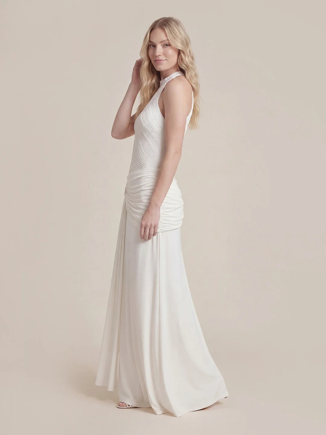 Halter Draped A Line Maxi Dress
