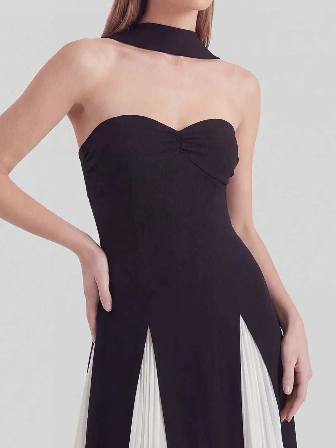 Halter Neck Gown in Bold Contrasting Chiffon