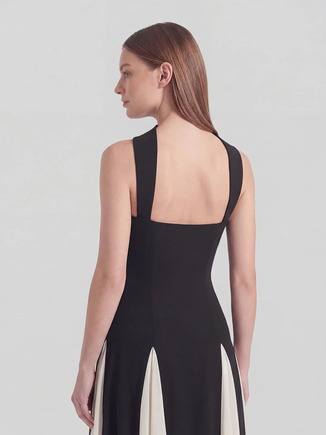 Halter Neck Gown in Bold Contrasting Chiffon