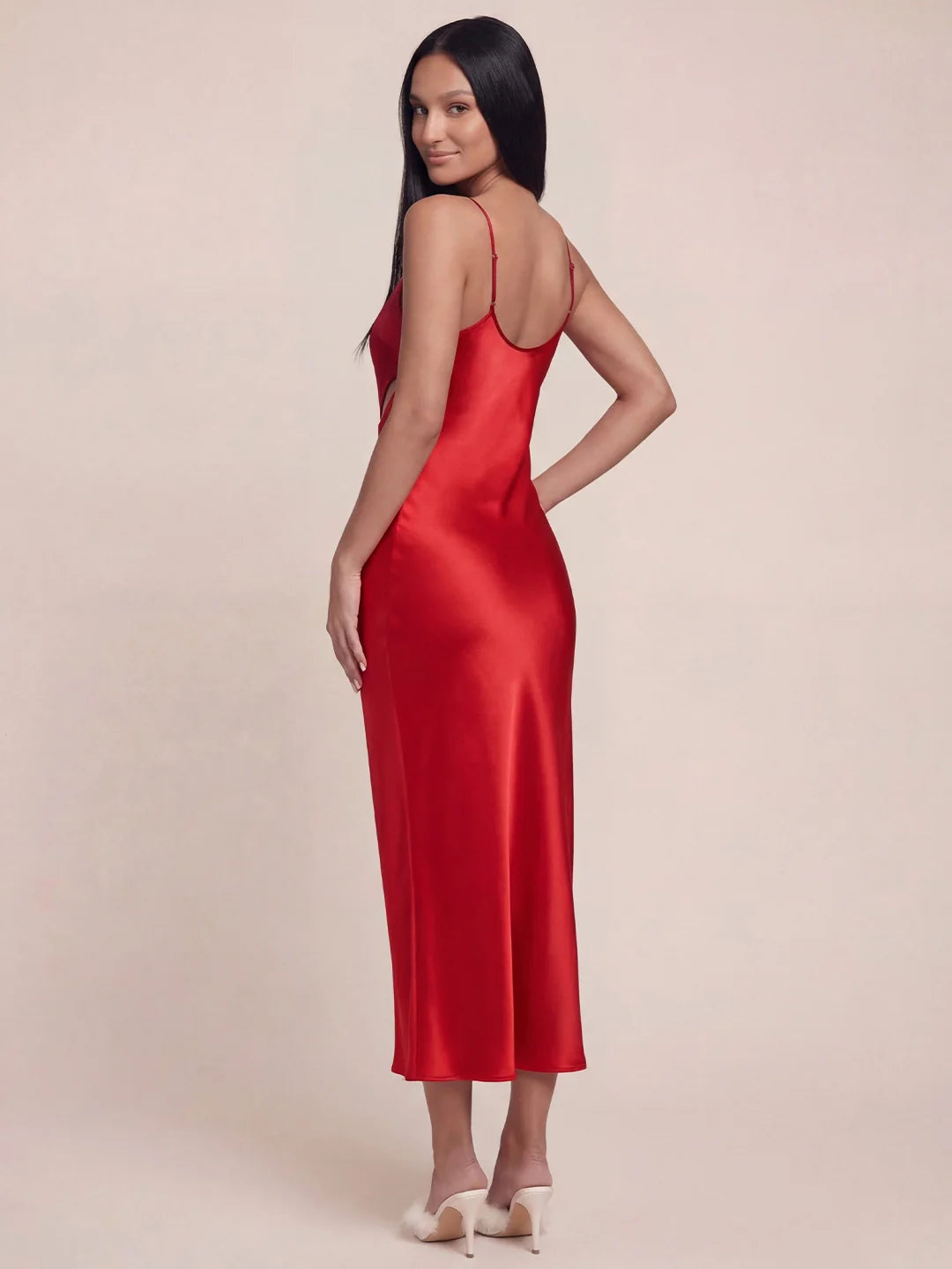 Heart-shaped cutout Satin Maxi dress