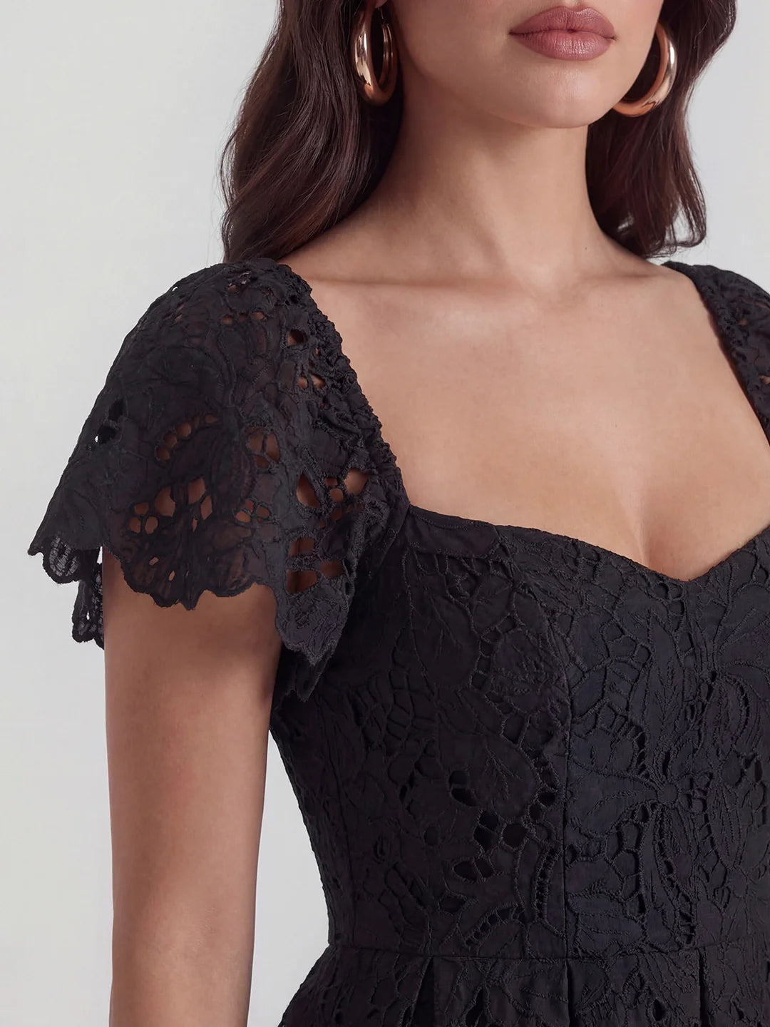 Lace Sweetheart-Neck Mini Dress