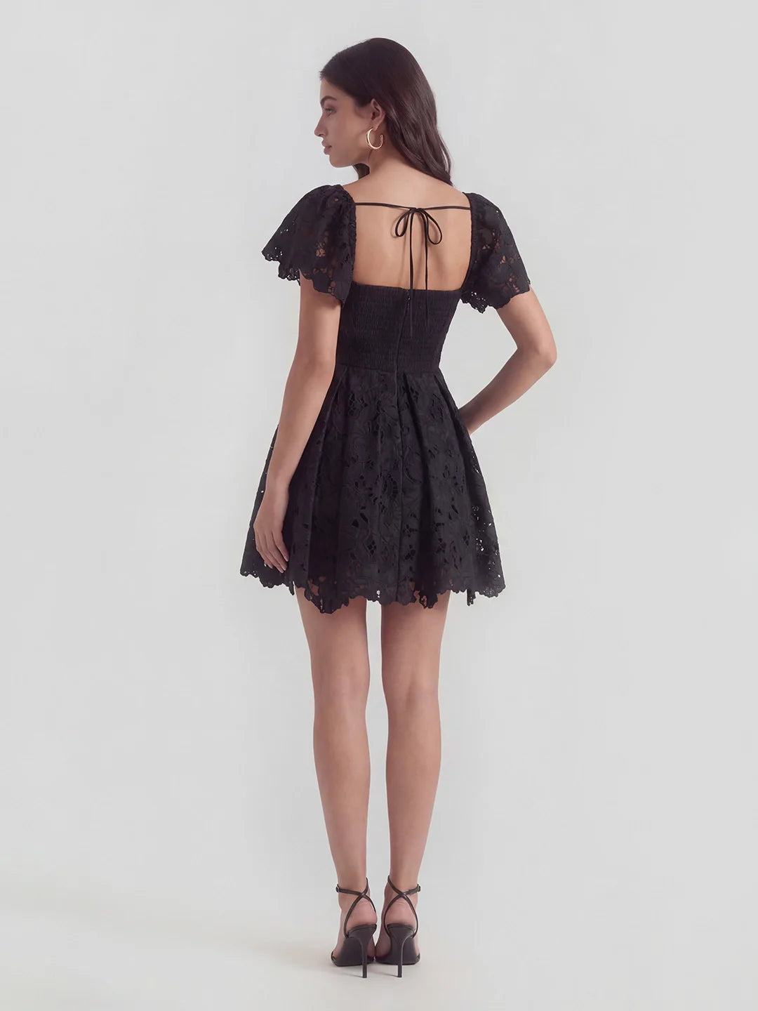 Lace Sweetheart-Neck Mini Dress