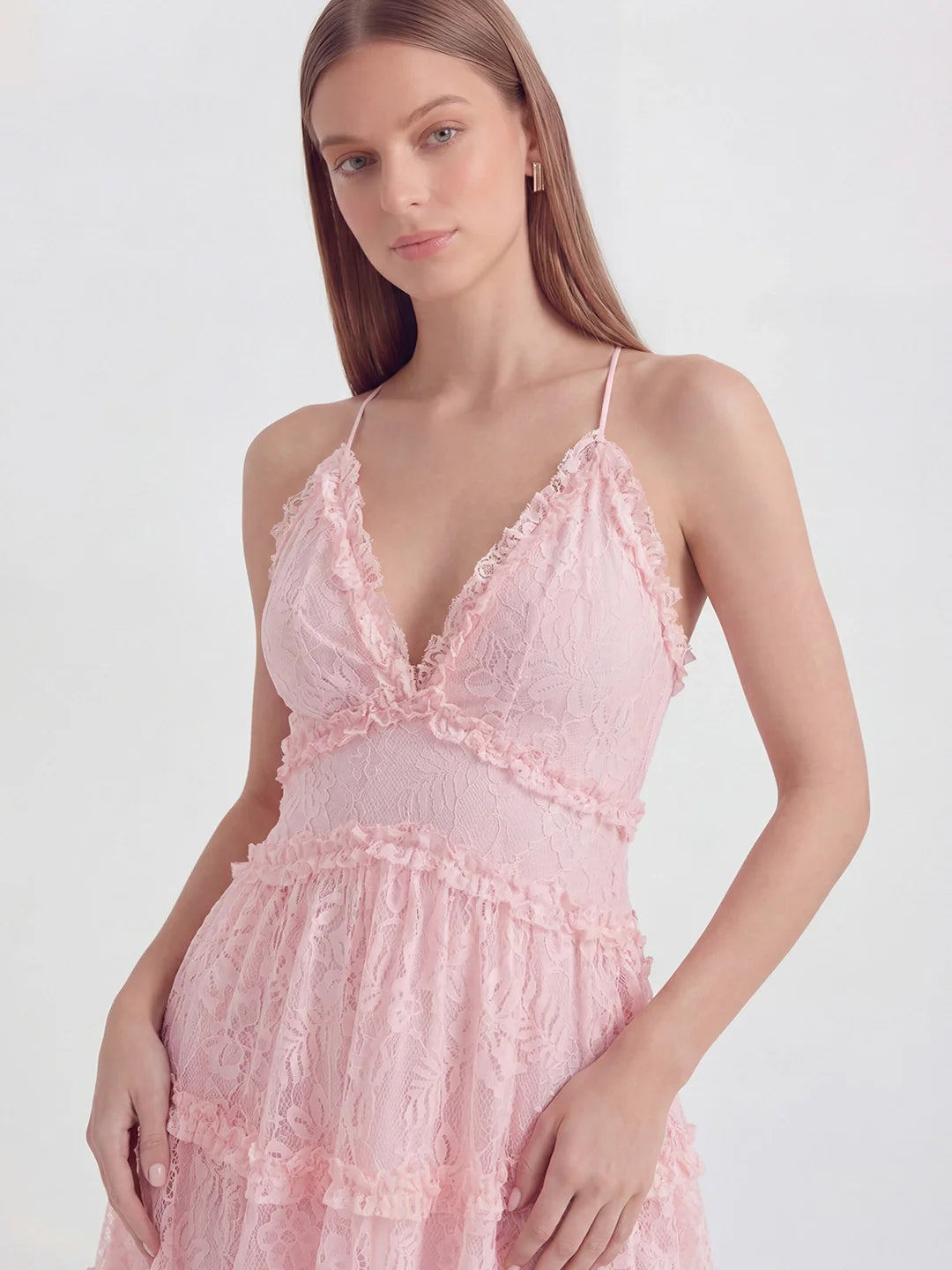 Low Back Cami Strap Lace Mini Dress