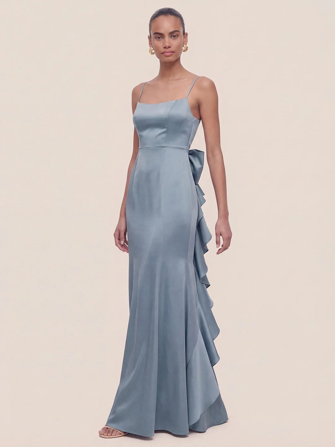 Mermaid Bow Stretch Satin Dress