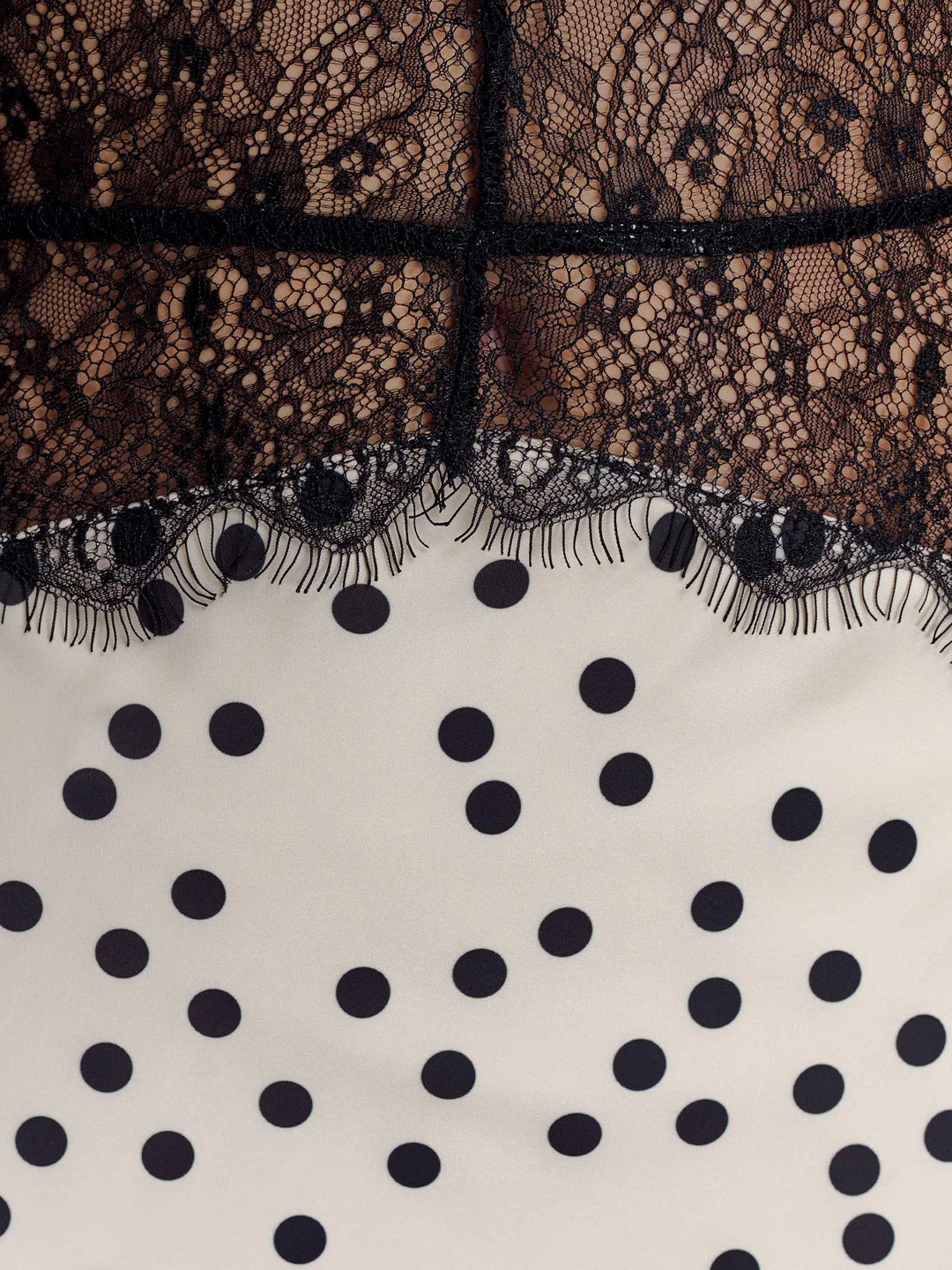 Polkadot Lace And Satin Maxi Dress