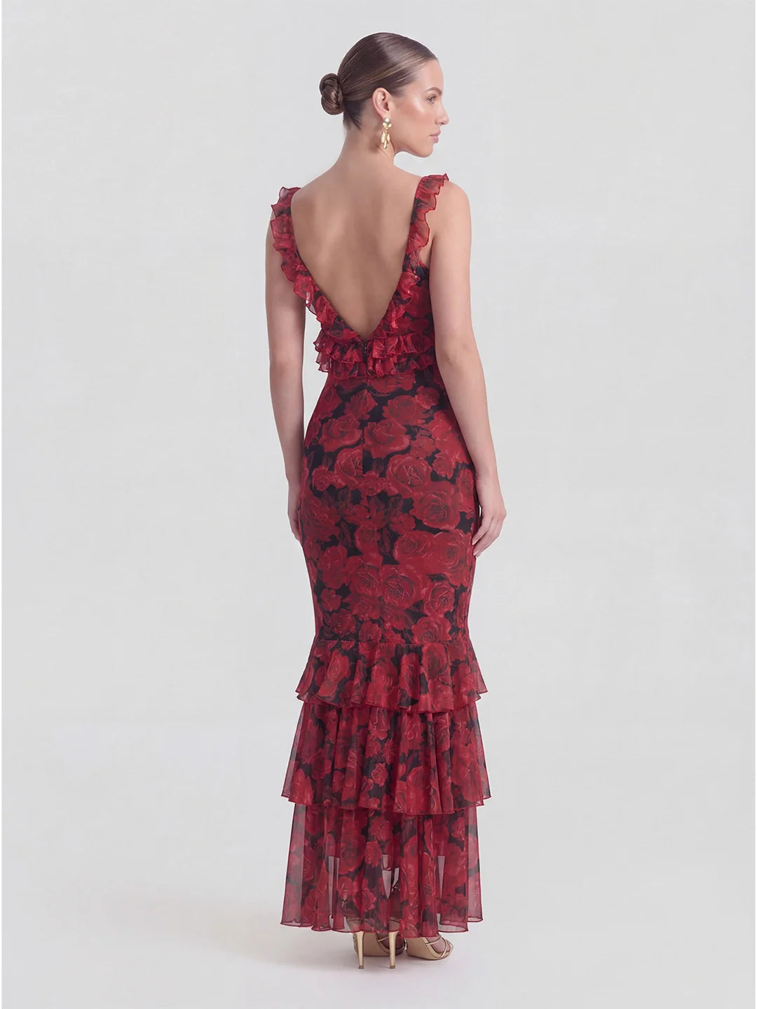Ruffled Backless Romantic Date Maxi Dress